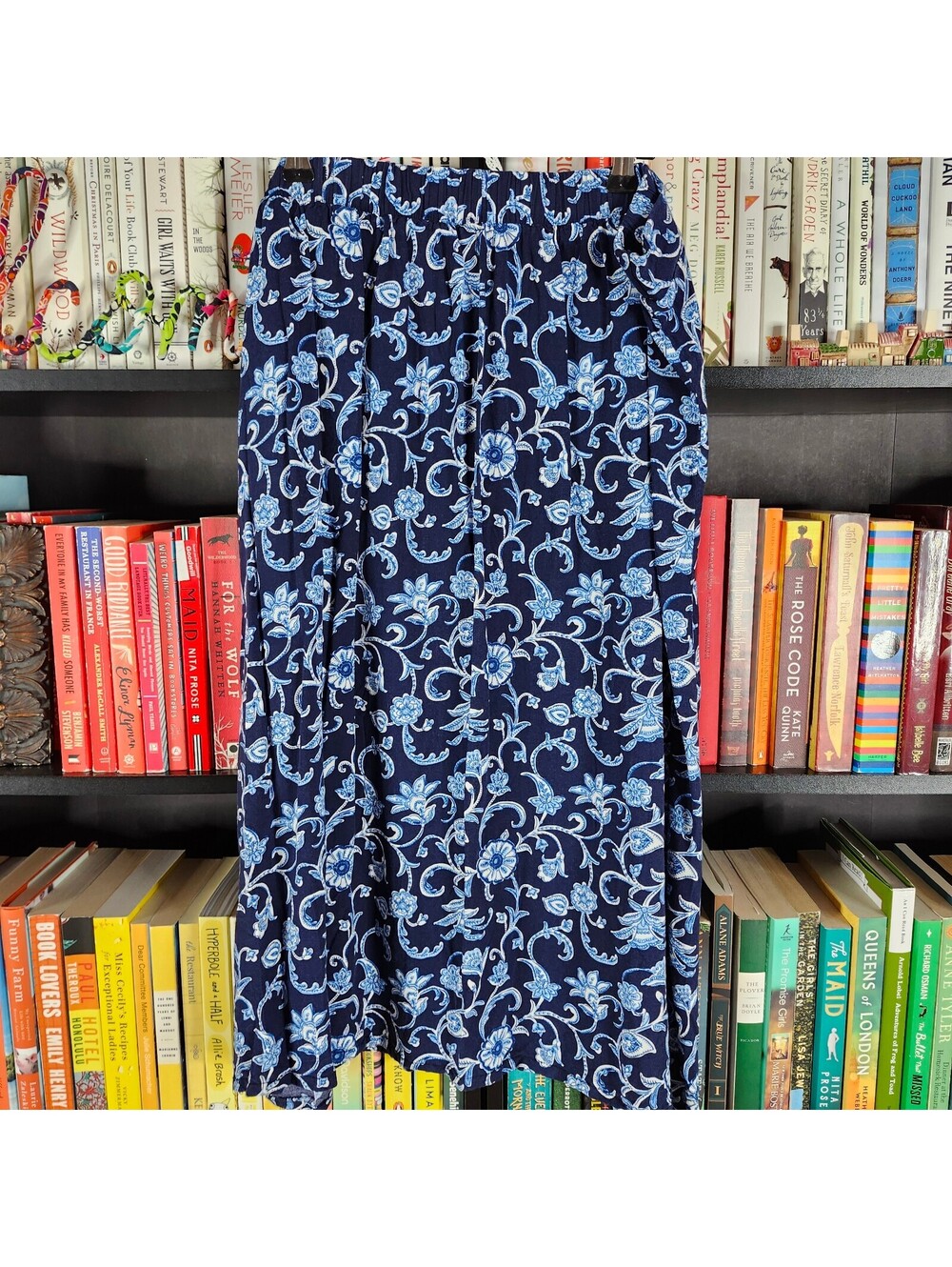 Marc New York Andrew Marc Blue Floral Pull-On Midi Skirt XL